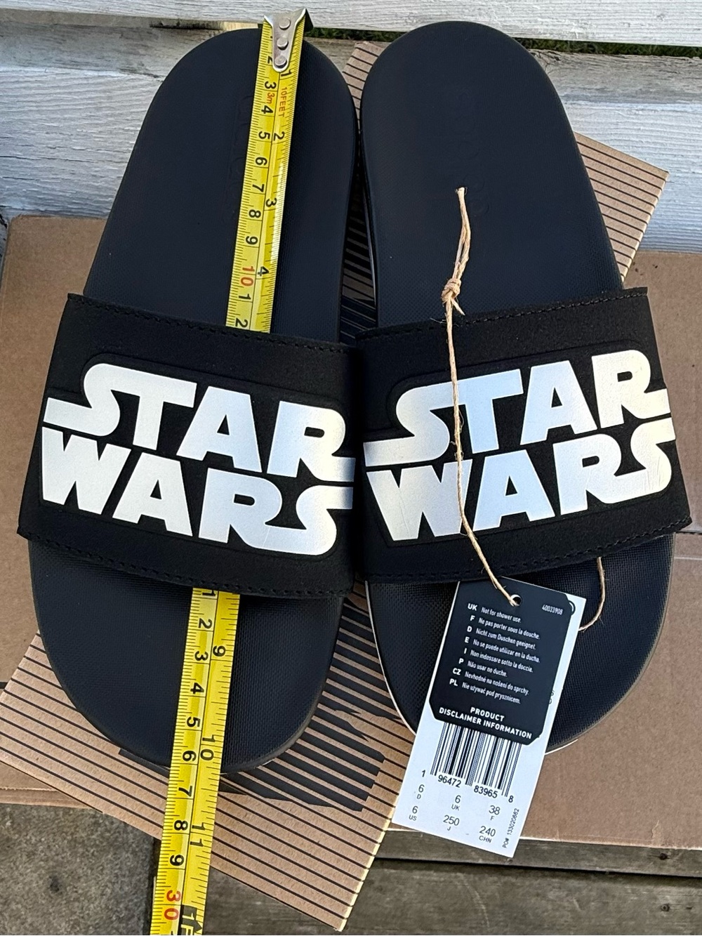 adidas Star Wars Kids Black and White Slide Sandals